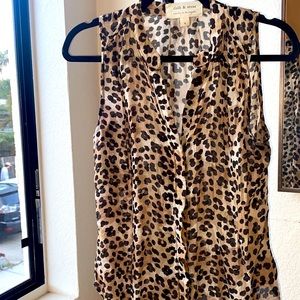 Sleeveless Leopard Button-down by cloth & stone